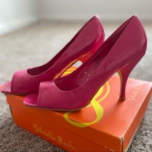 Hot Pink Open Toe Heels